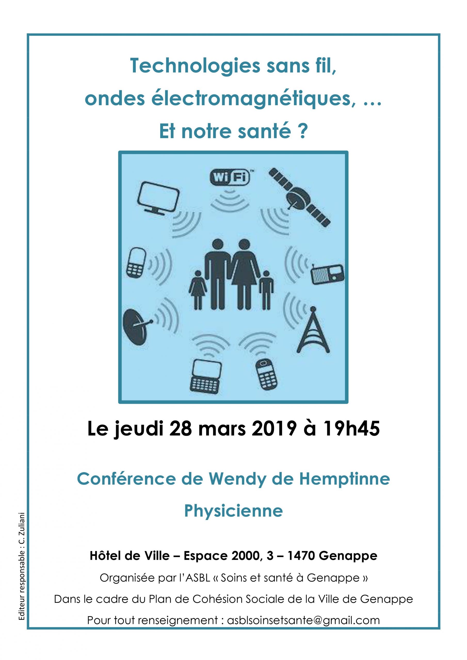 Conférence 28 mars 2019 : Technologies sans fil ? Et notre santé ?
