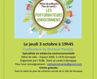 Conférence jeudi 3 octobre 2019 : Les perturbateurs endoctriniens