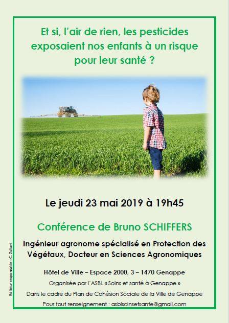 Conférence 23 mai 2019: Et si, l’air de rien, les pesticides exposaient nos enfants à un risque pour leur santé ?